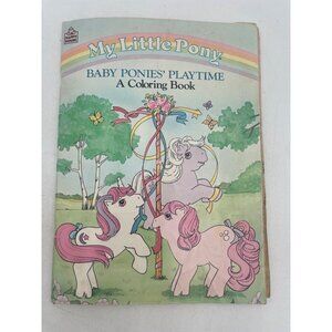 My Little Pony 1986 Baby Ponies Playtime Coloring Book Vintage Hasbro Art Pages